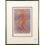 Ruth Sterling (American, 20th century), Female Nude, 1972 woodblock print in colors, pencil signed