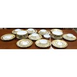 (lot of 53) Partial gilt china tableware, mostly Haviland Limoges, each having a gilt rim on a cream