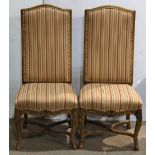 Pair of Louis XV style sidechairs, the arched crestrail above the upholstered back and seat, the