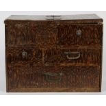 Japanese sewing box chest, lacquered kiri wood, topped with two compartments under the hinged