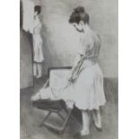 Raphael Soyer (American, 1899-1987), "Girl with Suitcase," lithograph, pencil signed lower right,