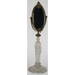 French style vanity mirror, the ormolu mount adjustable oval mirror, rising on a frosted glass