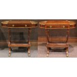 (lot of 2) Schmieg and Kotzian Georgian style rosewood tiered occasional tables, having a shaped