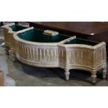 Louis XV style giltwood planter, having a shaped form, accented with turned pilasters, 17.5"h x 62"w