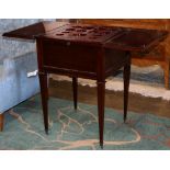 English mahogany bar cabinet, circa 1920, having a hinged top opening to a fitted interior, above