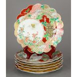 (lot of 6) Japanese Arita porcelain plates, Meiji period, painted with traditional patterns and