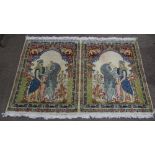 Persian scenic carpet, depicting a Royal fable from antiquity, 4'7''l x 3'4''w