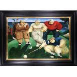 In the Manner of Fernando Botero (American/Columbian/French, b. 1932), Golfers, signed "Ted Sonya"