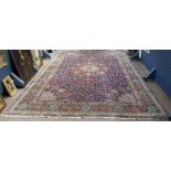 Persian Tabriz carpet, 12'6" x 20" (Note: damaged)