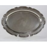 Tiffany & Company sterling silver tray with a pie crust border, 20"w x 15"d, 55.48 troy oz.