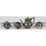 (lot of 4) Victorian Forbes Silver Co. silver plate tea set, consisting of a tea pot, a creamer