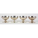 (lot of 4) English George III sterling silver pedestal open salts, bearing calligraphic maker's