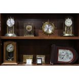 (lot of 10) Clock group including Tiffany and Co., New York, Bulova, Movado and Seth Thomas, most