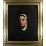 European School (late 19th century), Portrait of a Nun, oil on canvas, unsigned, overall (with