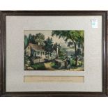 (lot of 3) Currier & Ives (Publishers) (American, Established 1837-1907), "The Bridge at the Outlet"
