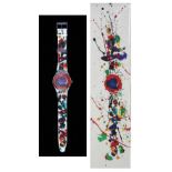 Sam Francis Swatch watch with box and print the 1992 collectors Sam Francis Swatch watch, GZ123,