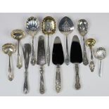 (lot of 12) Sterling silver serving pieces, by various makers including Tiffany, Reed and Barton,