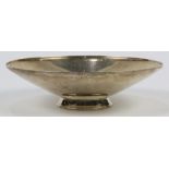 Tiffany & Company sterling silver pedestal dish set with a flaring bowl resting on a circular