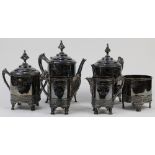 (lot of 6) Victorian Meriden Company silver plate tea set, consisting of a coffee pot, a tea pot,