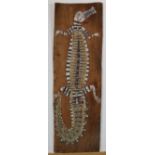 Jimmy Mijaumijau (Aborigine, 1897-1985), Crocodile, circa 1950, aboriginal bark painting, signed