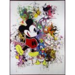 Mickey Mouse and Donald Duck and Flames (double sided painting), acrylics on board, 20th century,