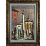 (lot of 2) San Francisco Street Scenes, oils on board, each signed "Gill" lower right, overalls (