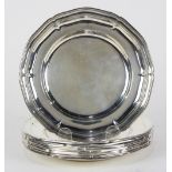 (lot of 10) Czechoslovakian .800 silver bread plates, each set with shaped and crimped borders, 7"d,