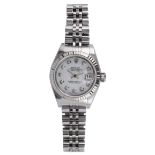 Lady's Rolex Datejust diamond and stainless steel wristwatch, Ref. 79174 Dial: round, mother-of-