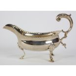 English George III sterling silver sauce boat, by Hester Bateman, London, 1779, the squat style