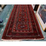 Afghan Turkoman runner, 13'6" x 3' (damage)