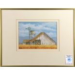 "California's Old Dairy Barn," oil on board, signed lower left, titled verso, overall (with