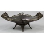 Victorian Meriden Company silver plate centerbowl, having a pierce decorated rim, and rising on a