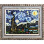 After Vincent van Gogh (Dutch, 1853-1890), Starry Night, oil on canvas, 20th century, signed Duford,