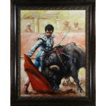 Mexican School (20th century), Bullfighter, oil on canvas, signed "R. Basso" lower right, overall (