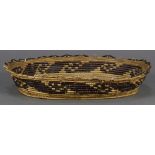 Native American basket, centered with a bird, 12"l