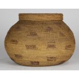 Native American woven basket, 19th Century, Central California, possible Yokuts, the bulbous form