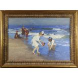 Youri Balikov (Ukranian, b. 1924), Children Playing on the Beach, oil on canvas, signed lower