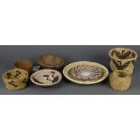 (lot of 8) Native American basket group, consisting of (2) Papago baskets, one Seri pictorial