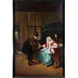 Interior Scene Depicting 17th Century Figures, oil on canvas, , signed indistinctly "Polosar