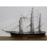 Ship model of the American clipper ship "Flying Cloud", having a copper sheathed hull below the