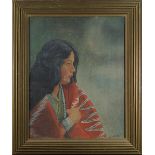 William M. Lemos (American, 1861-1942), Profile of a Native American Woman, oil on canvas, signed