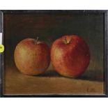 Elise Maulaise (American, 20th century), Apples, oil on board, initialed lower right, overall (