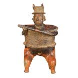 Pre-Columbian, Nayarit, Mexico, shaman figure, 200 BC- AD 250, serving as a tomb guardian or warrior