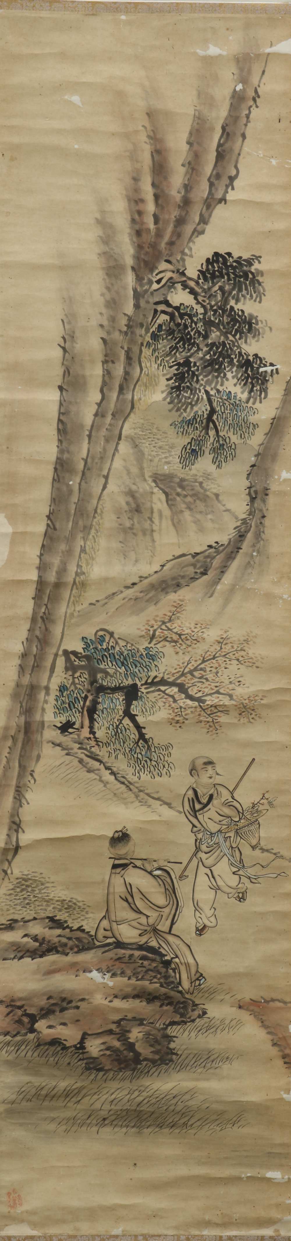 (lot of 2) Anonymous (Chinese), Figures, ink and color on paper, with scholars and attendants, - Image 3 of 5