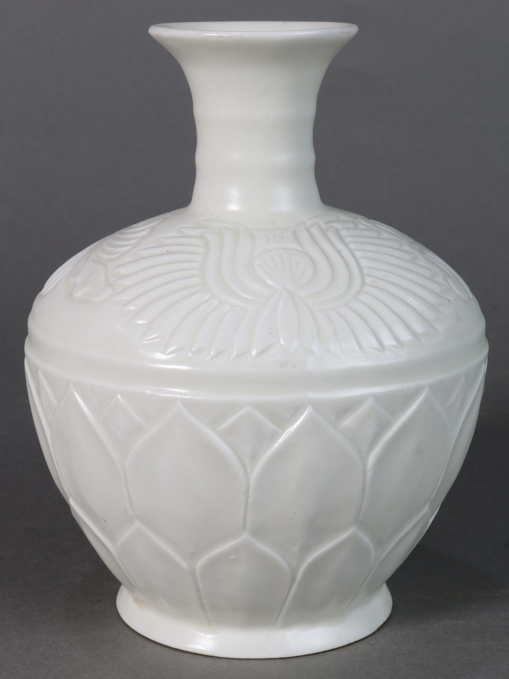 Chinese Ding-type ceramic vase, with a flared neck and a shoulder molded with stylized lotus - Image 2 of 6