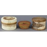 (Lot of 3) Native American basket group, consisting of a Mic-Mac quill basket, Makah basket with