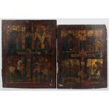 (Lot of 2) Russian icons, early 19th Century, executed on gesso wood panel, each with poylchrome