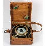 U.S. WWII era naval ships compass, dated 1943, 10"dia., mounted in case 6"h x 10.5"w overall