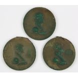 (Lot of 3) Martin Van Buren Indian Peace Medals, 1837, designed and engraved by U.S. Mint Engraver