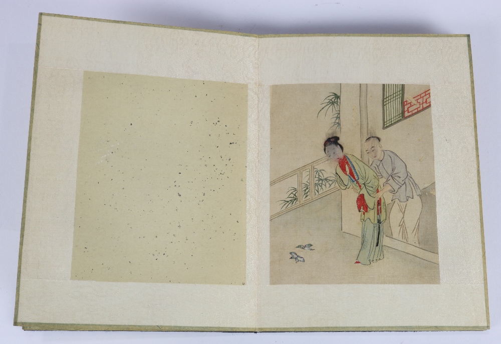 Chinese Erotic Paintings, a book of eight (8) ink and color on silk, with couples in various - Image 6 of 9